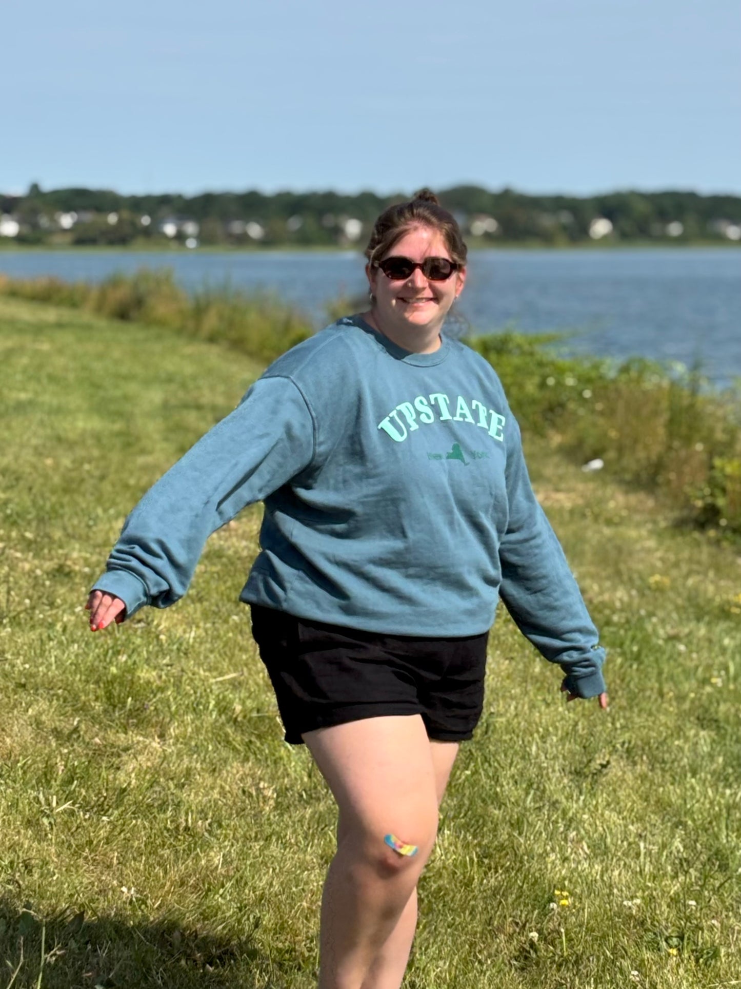 Upstate New York Teal Puff Print Crewneck – Dyed Ringspun Fleece