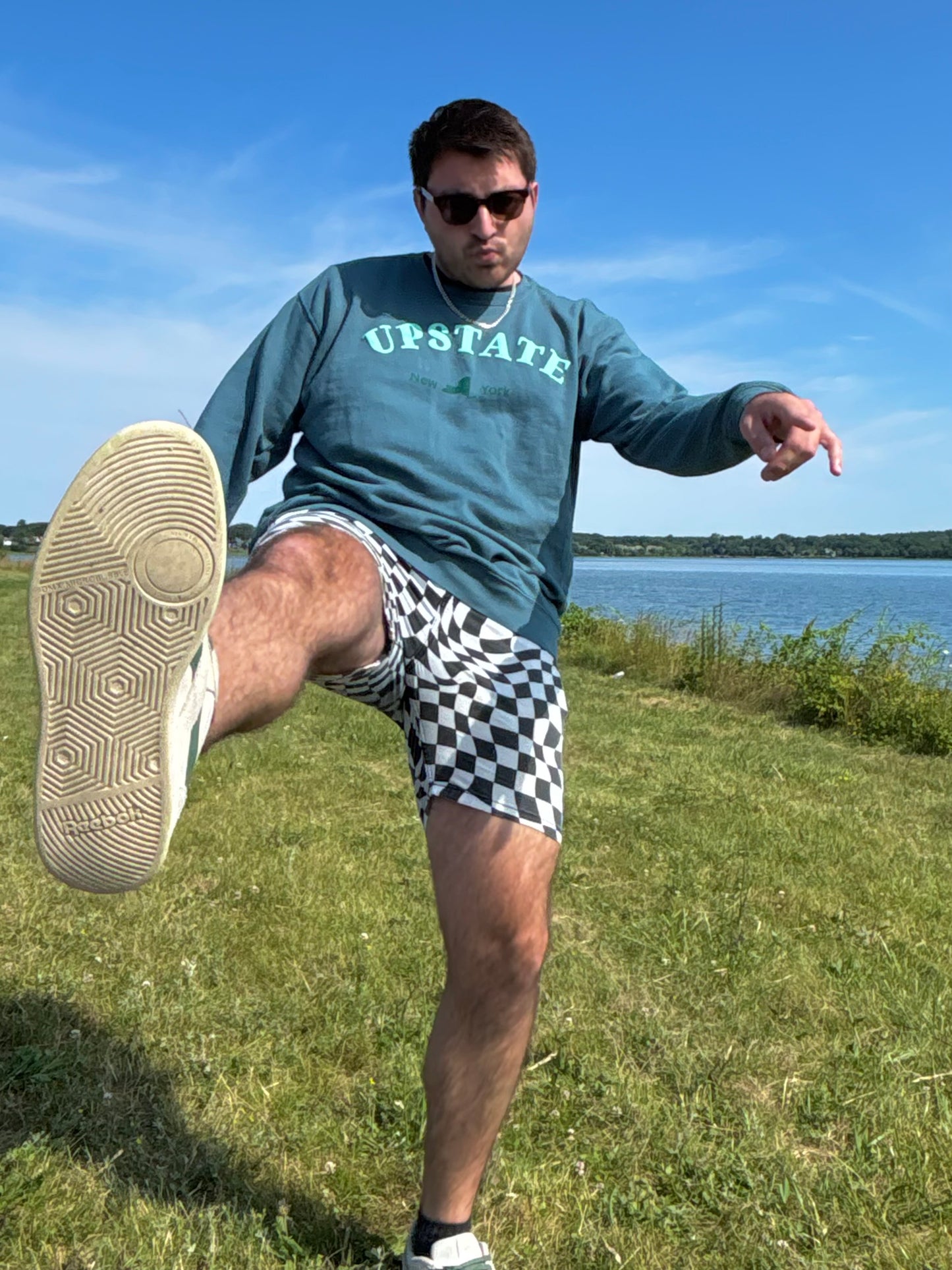 Upstate New York Teal Puff Print Crewneck – Dyed Ringspun Fleece