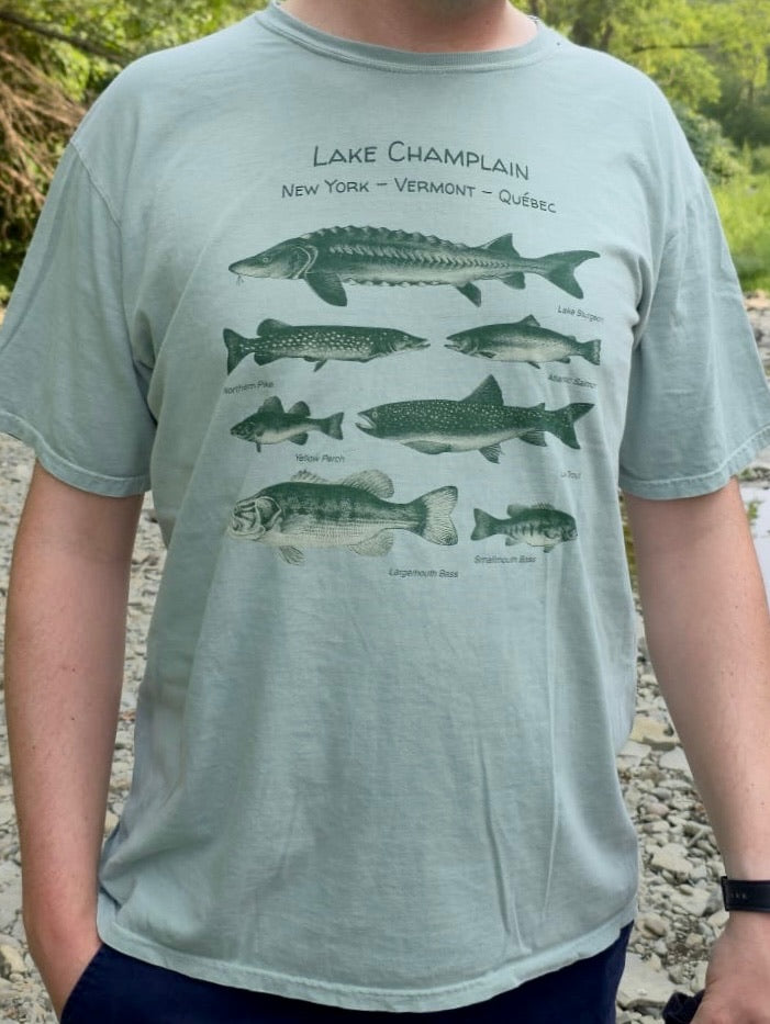 Lake Champlain Fish T-Shirt – Freshwater Fishing Tee – Vermont Nature Shirt – Gift for Anglers & Lake Life Lovers