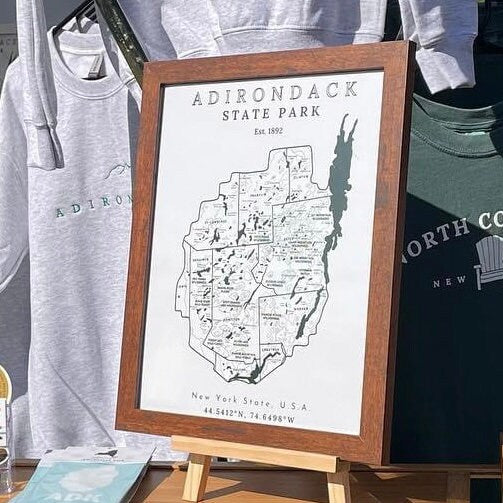 Adirondack State Park Map Art Print - Framed New York Wall Hanging