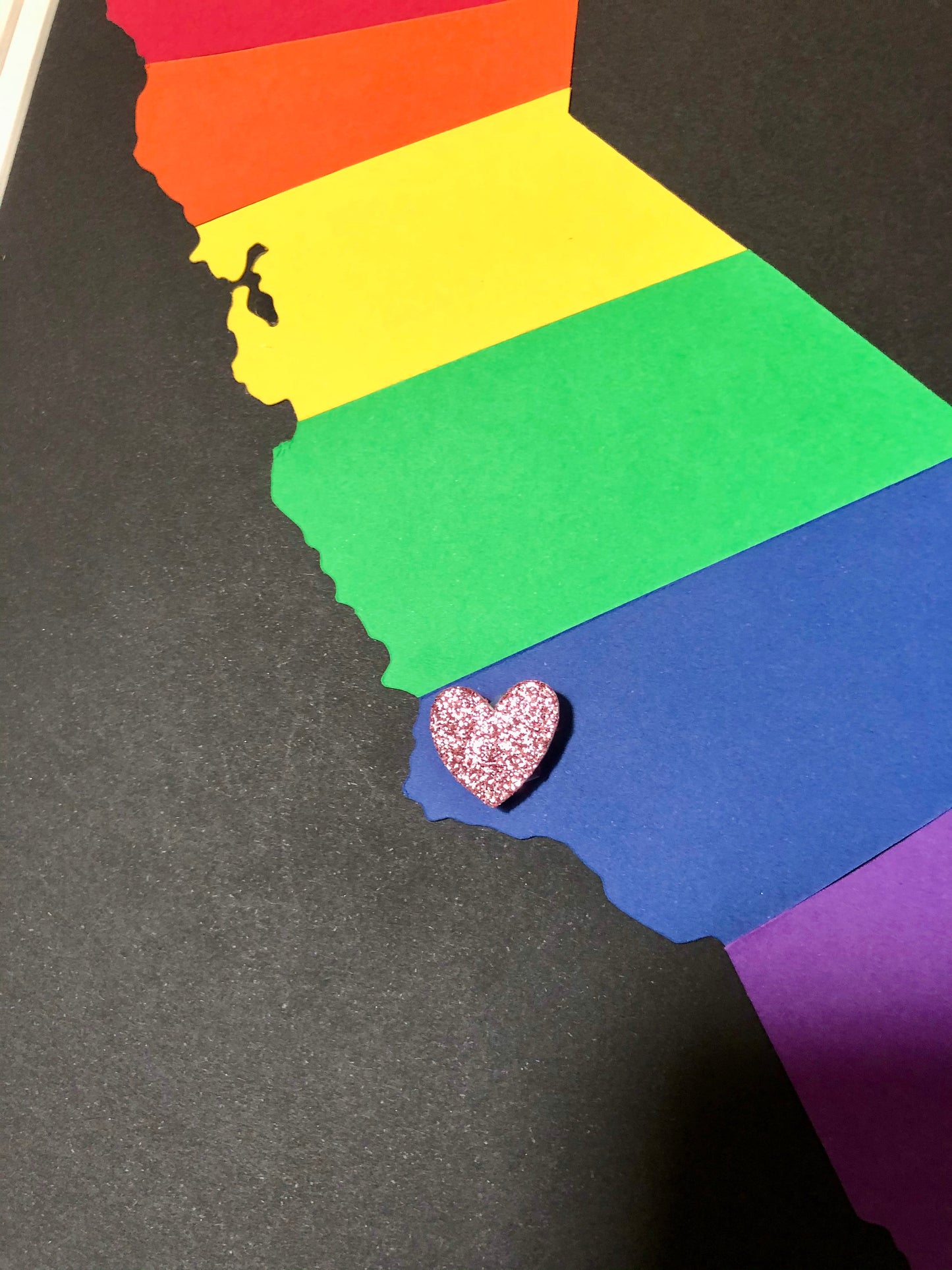 Custom Rainbow Pride Wedding or Anniversary Present - Personalized State Heart Wall Hanging