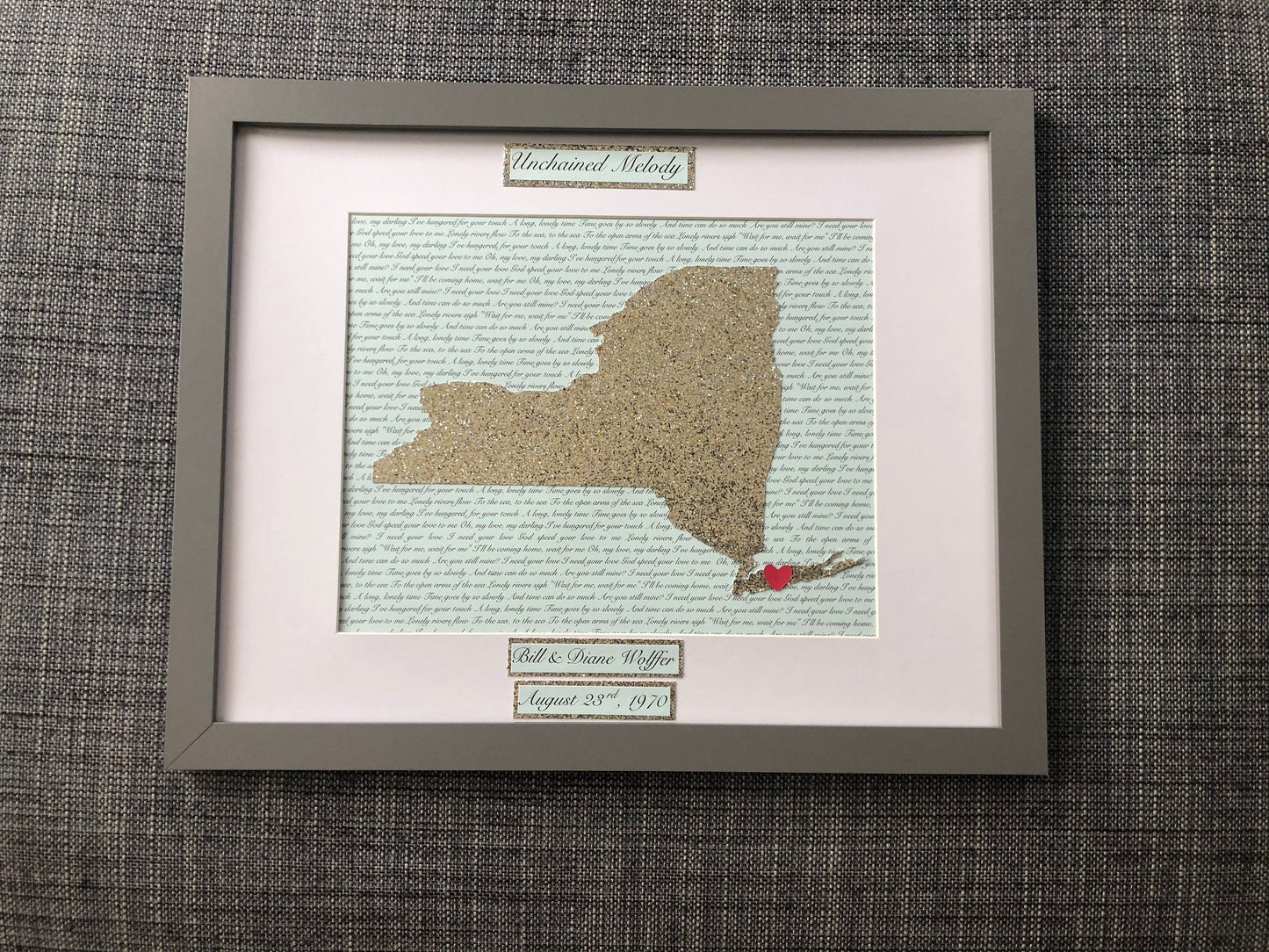 Fiftieth Year Wedding Anniversary Present, Personalized Gold Anniversary Milestone Gift, Year Fifty Anniversary, State Outline, Wedding Song