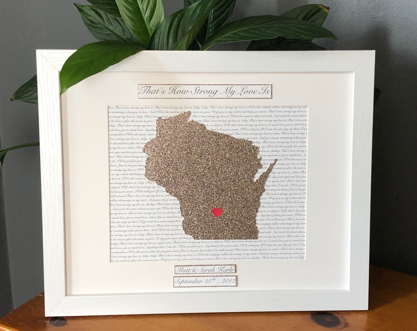 Custom Traditional 8th Wedding or Anniversary Present, Bronze- Personalized Lyrics and State Wall Hanging | Husband or Wife | Anniversary