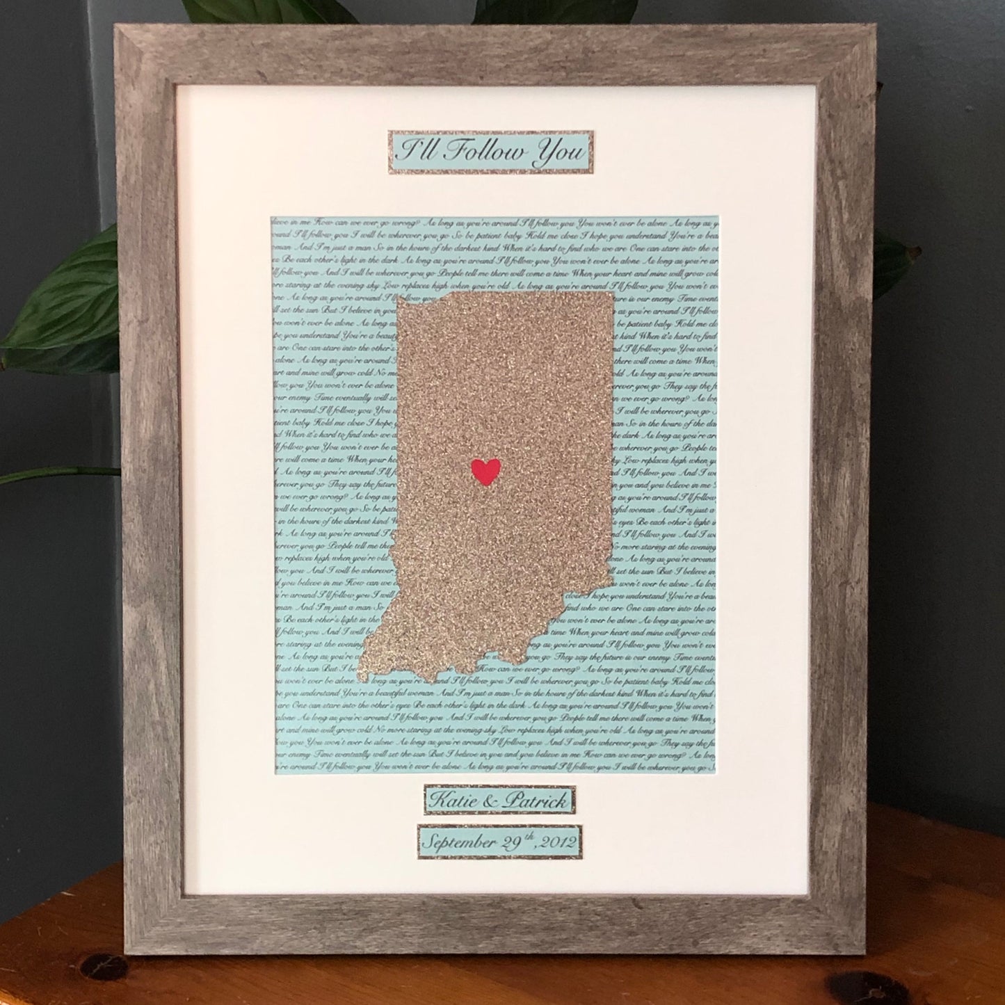 Custom Traditional 8th Wedding or Anniversary Present, Bronze- Personalized Lyrics and State Wall Hanging | Husband or Wife | Anniversary