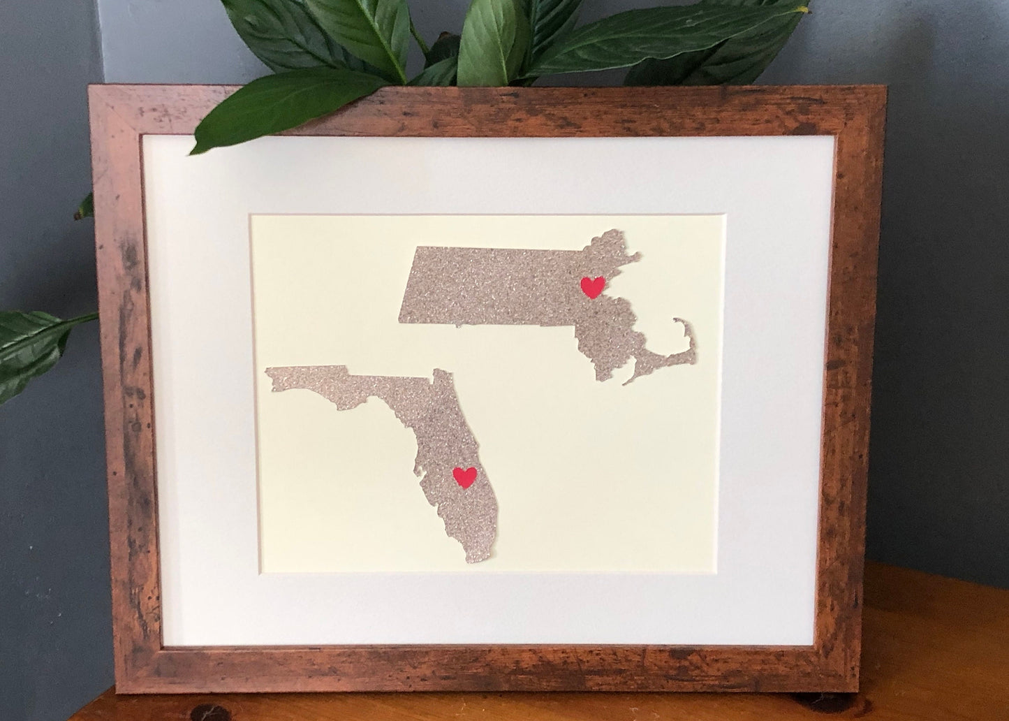 Long Distance Wedding Anniversary Present, Personalized Anniversary Gift, Anniversary, State Outline, Wedding Song Lyrics Framed