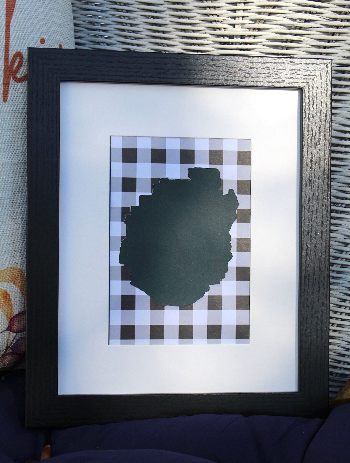 Adirondack Park Outline Wall Hanging | Adirondacks | ADK gifts | Buffalo Plaid | 5x7 Matted