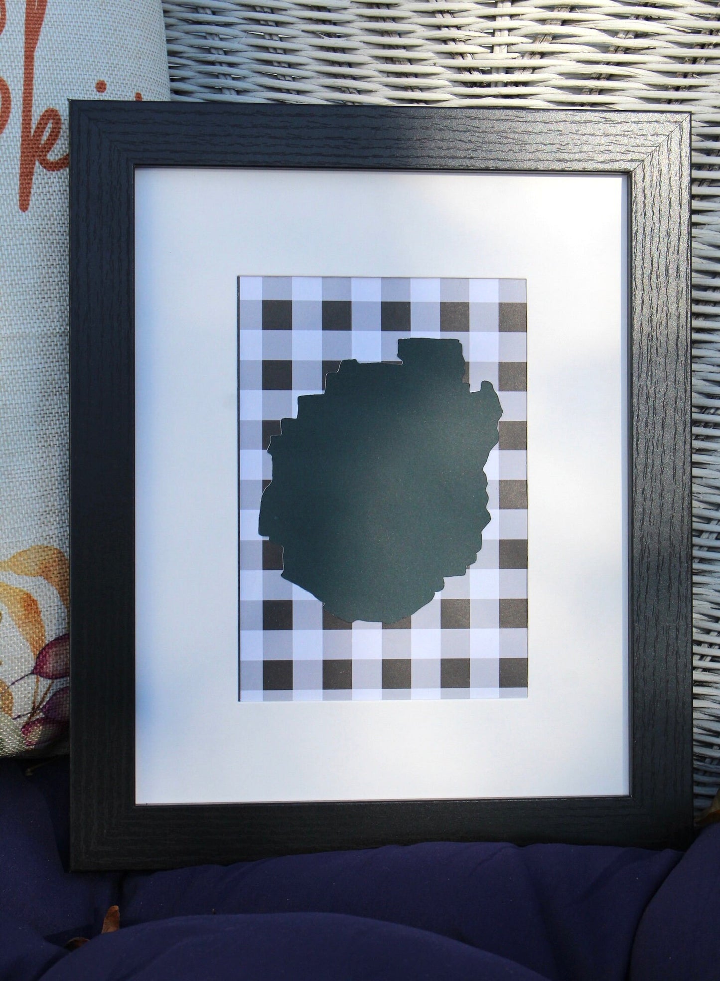 Adirondack Park Outline Wall Hanging | Adirondacks | ADK gifts | Buffalo Plaid | 5x7 Matted