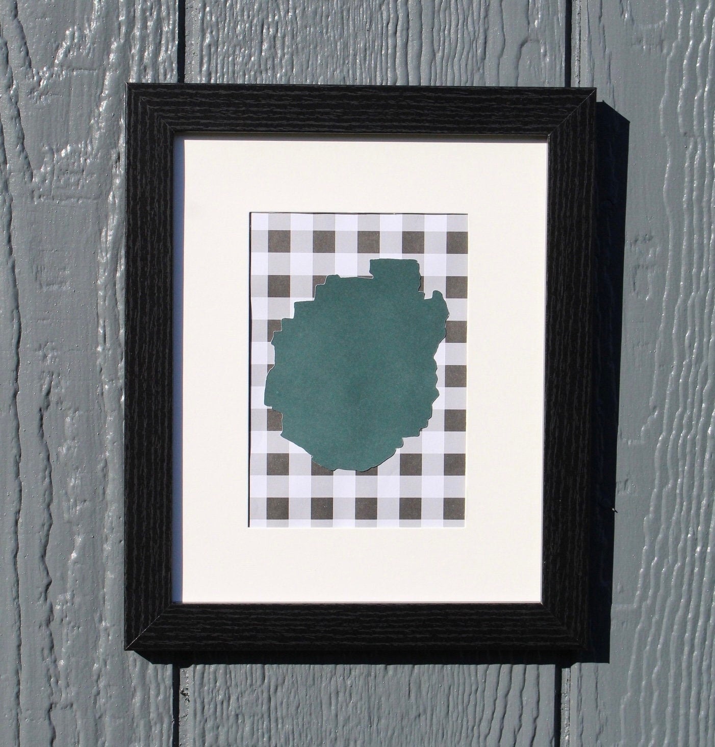 Adirondack Park Outline Wall Hanging | Adirondacks | ADK gifts | Buffalo Plaid | 5x7 Matted
