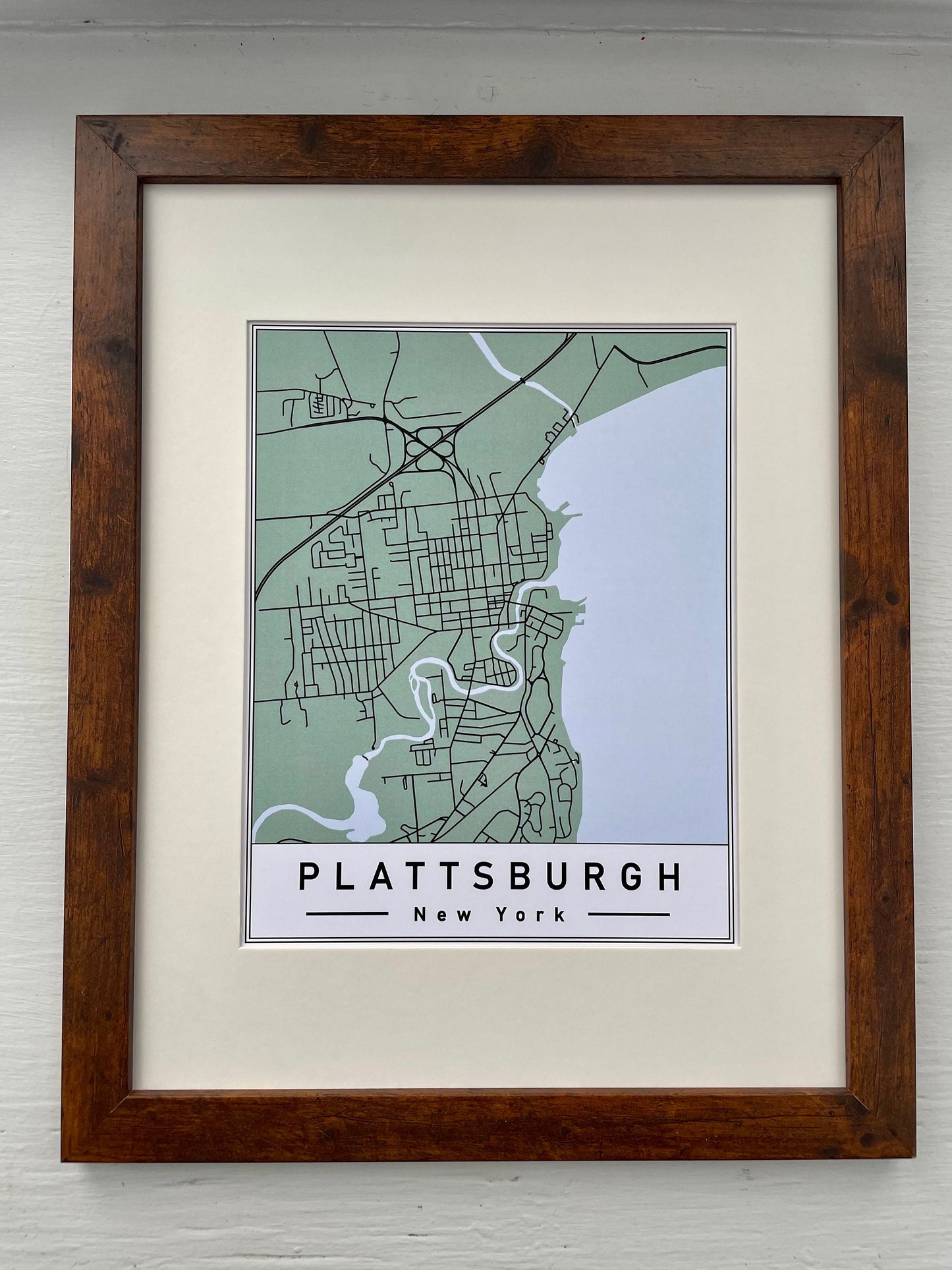 Plattsburgh Map Print Wall Hanging | Plattsburgh, New York | North Country Gift, Present | Map Print | Upstate NY | Noco | SUNY Plattsburgh