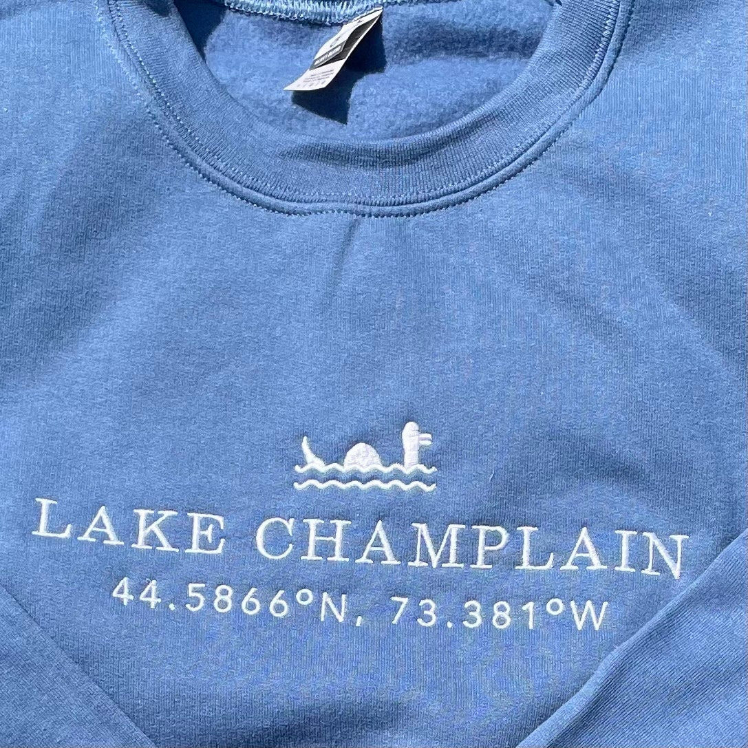 Lake Champlain Gildan Crewneck| Plattsburgh | Burlington | North Country Gift | Lake | Sailing | Bass Fishing | Upstate NY | Vermont