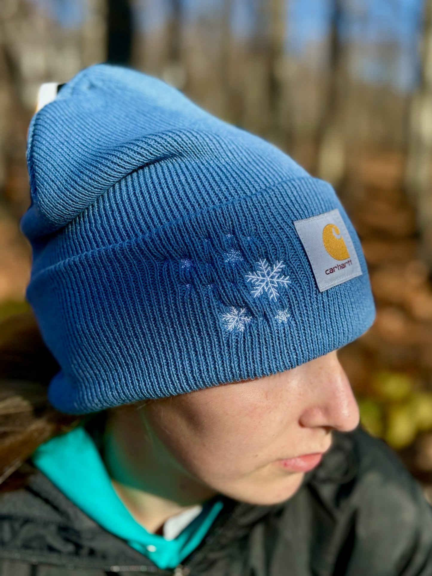 Carhartt Embroidered Snowflakes Beanie | Handmade | Gift for Her | Gift for Him | Unique Embroidered Winter Hat