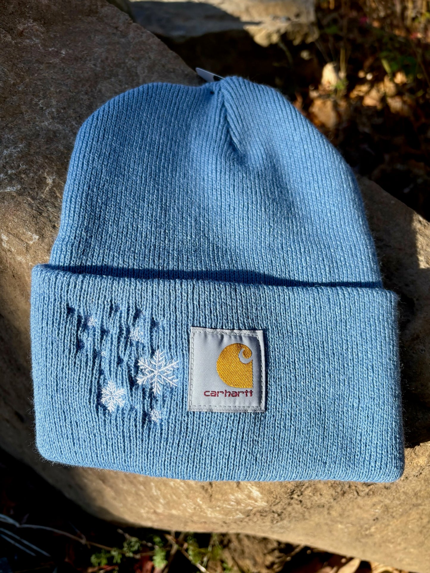 Carhartt Embroidered Snowflakes Beanie | Handmade | Gift for Her | Gift for Him | Unique Embroidered Winter Hat