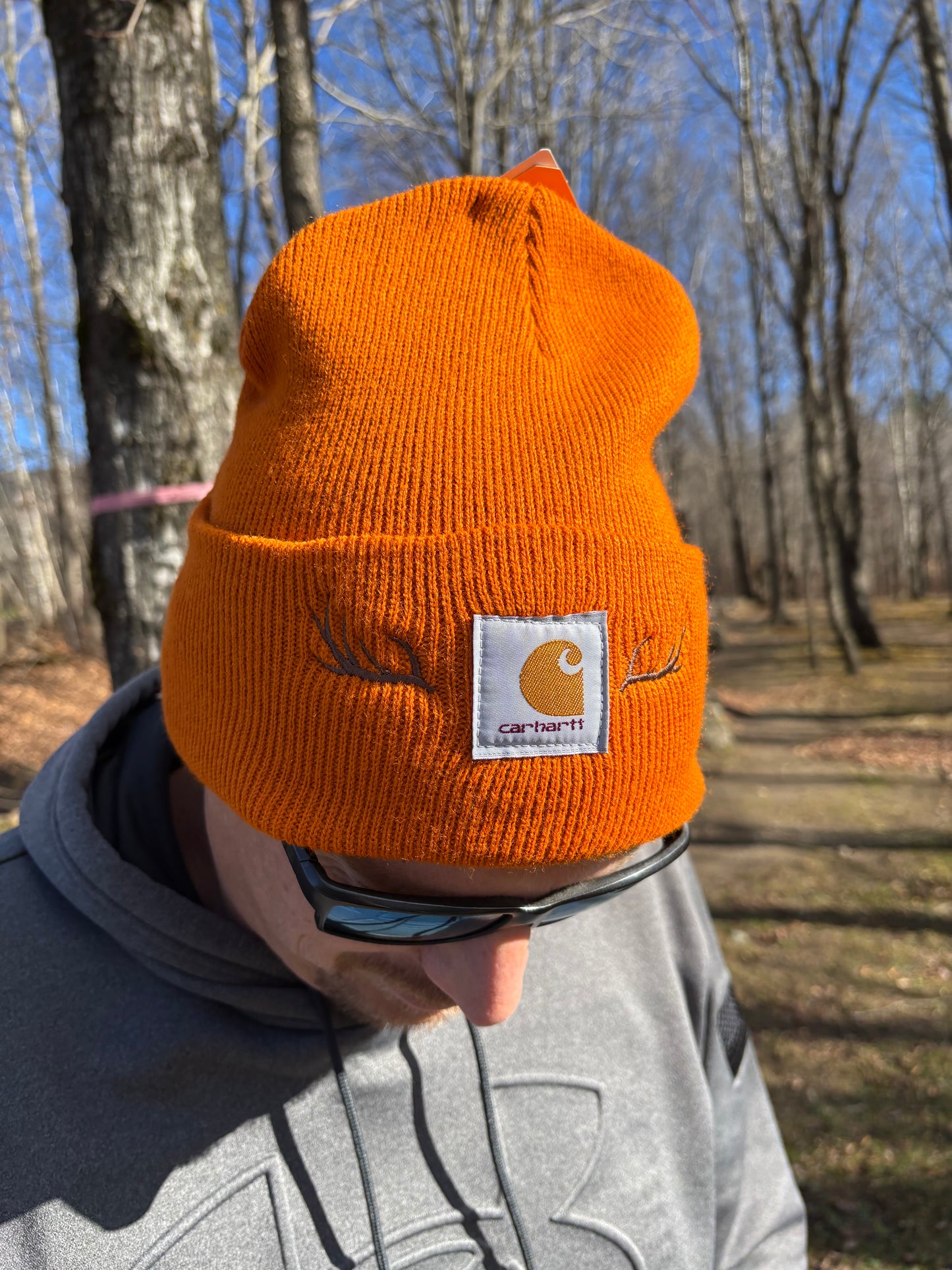 Carhartt  Embroidered Deer Antler Beanie | Handmade | Gift for Her | Gift for Him | Unique Embroidered Winter Hat