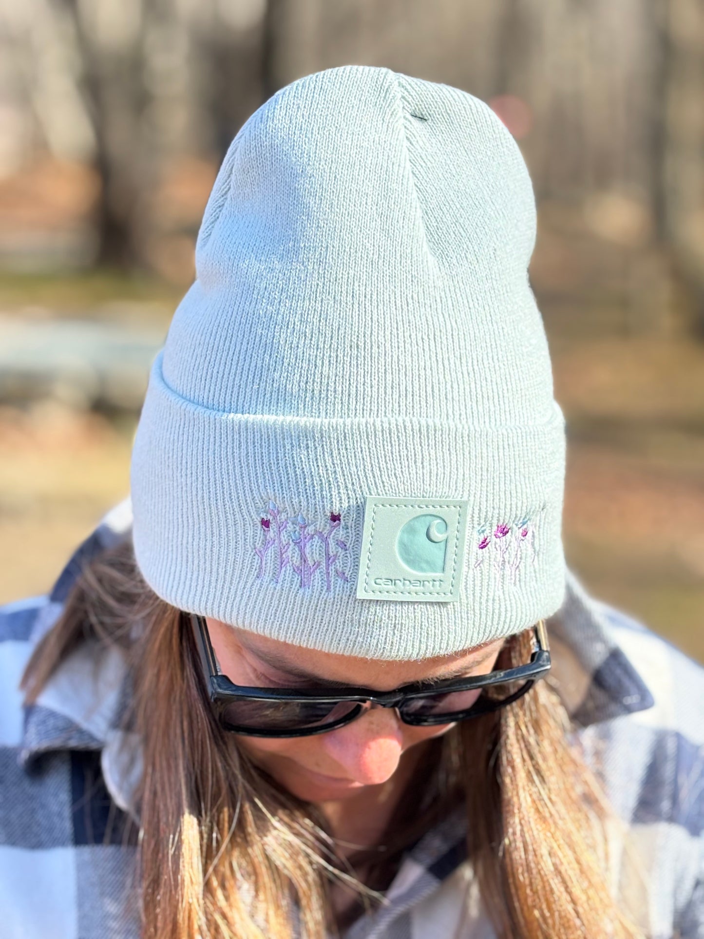 Carhartt Embroidered Flower Beanie | Handmade | Gift for Her | Gift for Him | Unique Embroidered Winter Hat