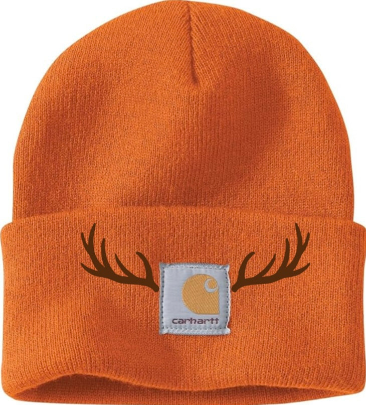 Carhartt  Embroidered Deer Antler Beanie | Handmade | Gift for Her | Gift for Him | Unique Embroidered Winter Hat