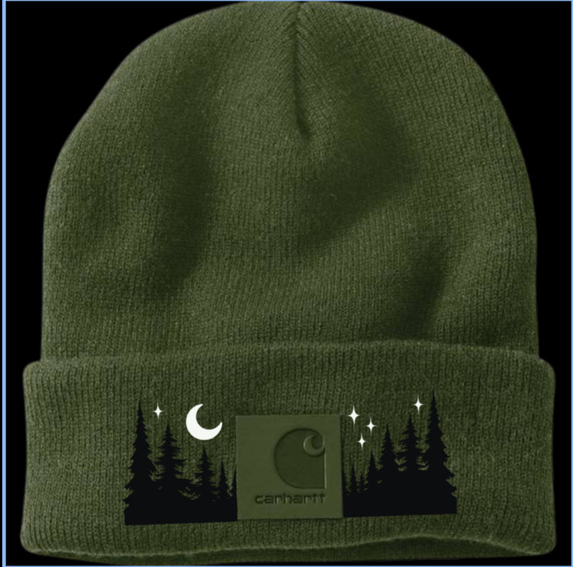 Carhartt Embroidered Trees Beanie | Handmade | Gift for Her | Gift for Him | Unique Embroidered Winter Hat