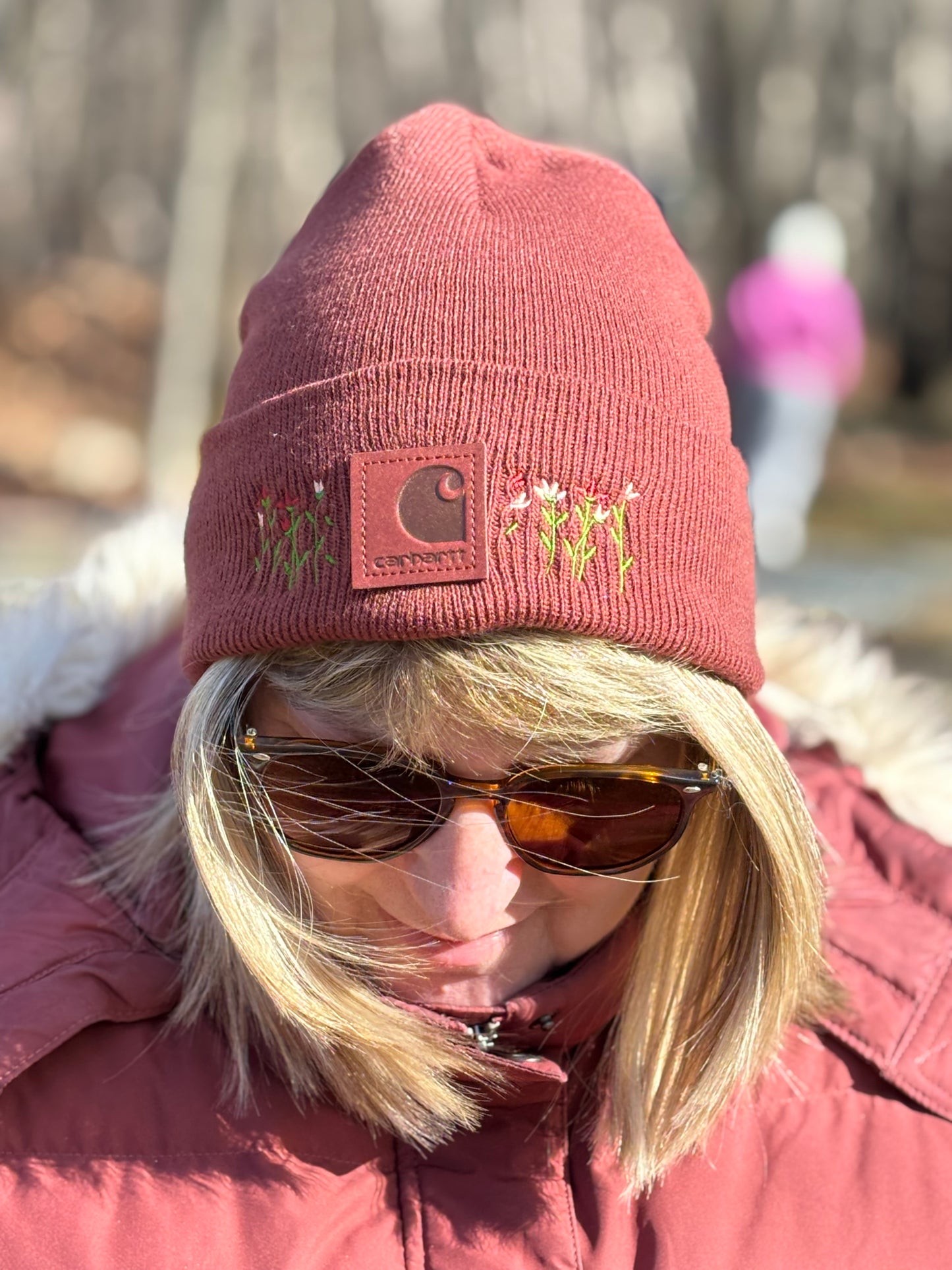 Carhartt Embroidered Flower Beanie | Handmade | Gift for Her | Gift for Him | Unique Embroidered Winter Hat