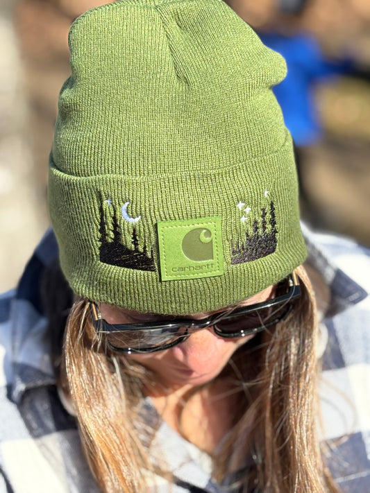 Carhartt Embroidered Trees Beanie | Handmade | Gift for Her | Gift for Him | Unique Embroidered Winter Hat