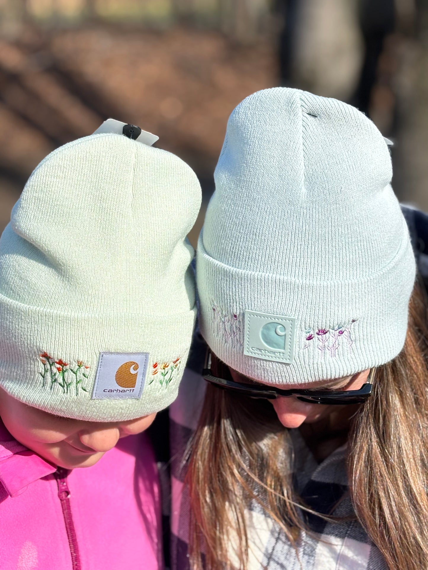 Carhartt Embroidered Flower Beanie | Handmade | Gift for Her | Gift for Him | Unique Embroidered Winter Hat