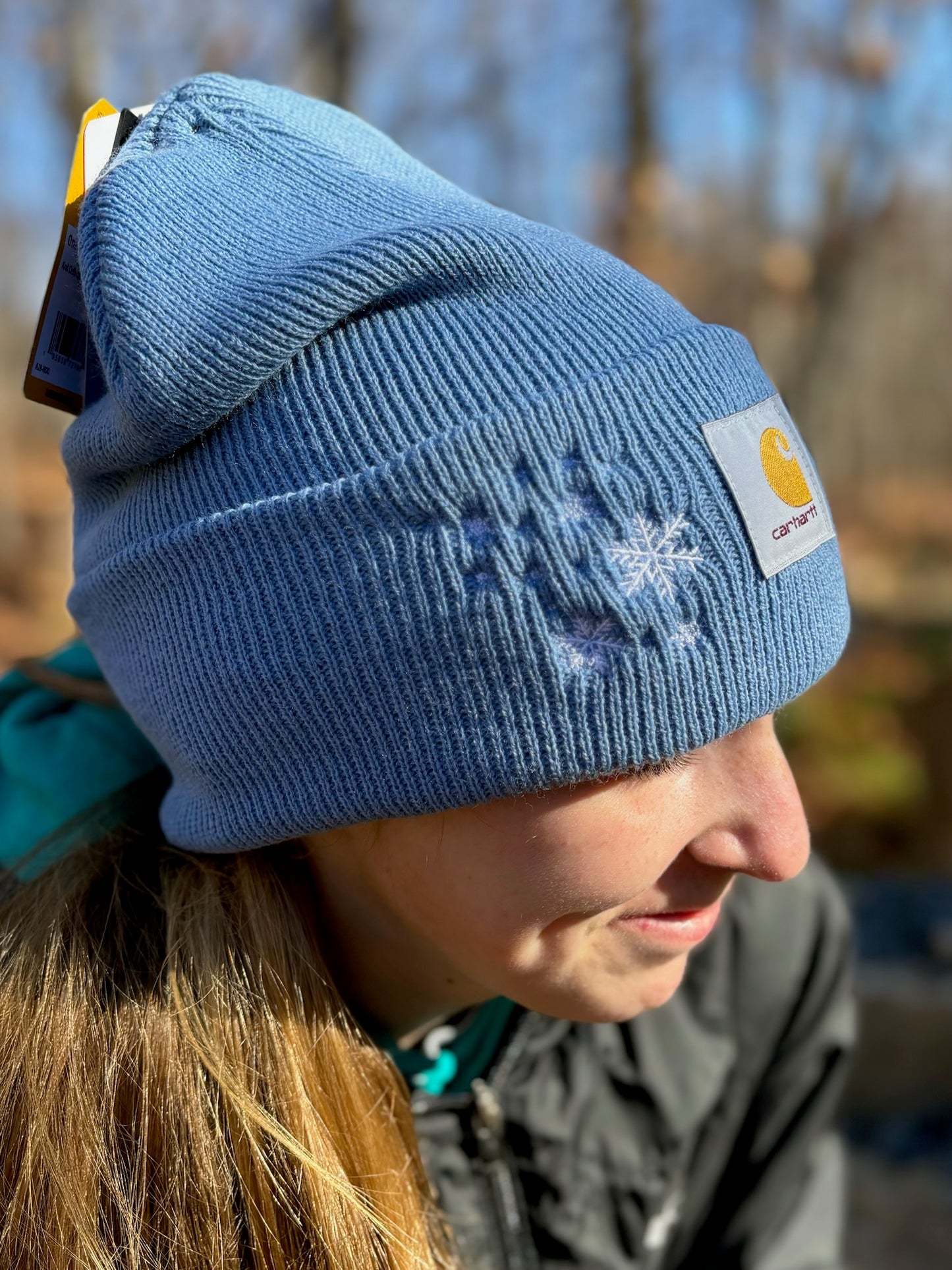 Carhartt Embroidered Snowflakes Beanie | Handmade | Gift for Her | Gift for Him | Unique Embroidered Winter Hat