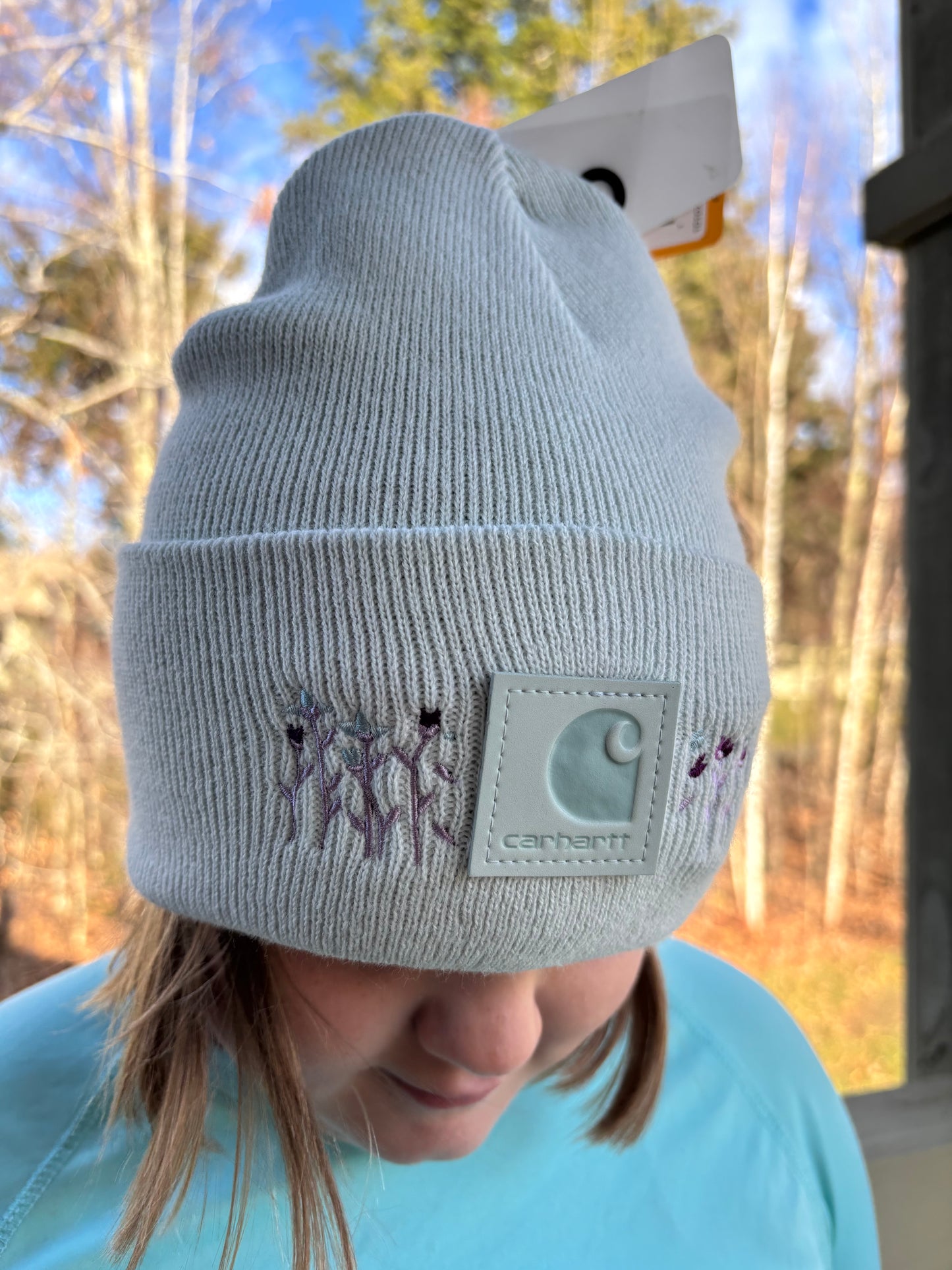 Carhartt Embroidered Flower Beanie | Handmade | Gift for Her | Gift for Him | Unique Embroidered Winter Hat