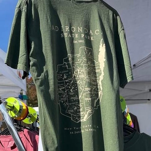 Adirondack Park Map Short Sleeve Shirt | Plattsburgh, New York | Lake Placid | North Country Gift, Present | Keene Valley | ADK | Saranac Lake