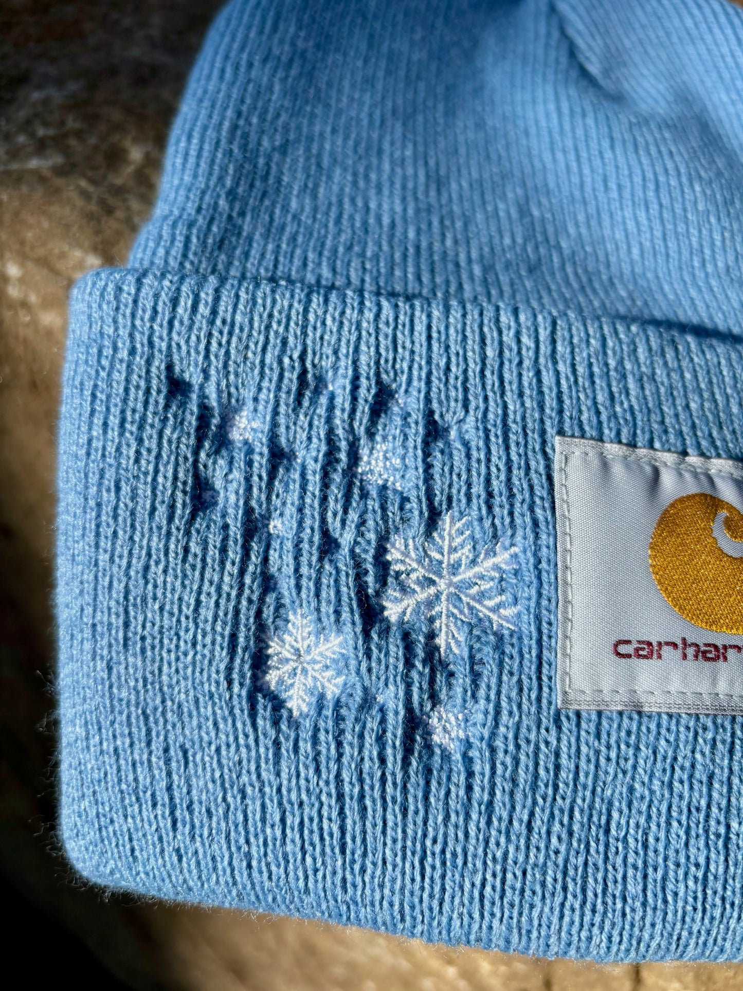 Carhartt Embroidered Snowflakes Beanie | Handmade | Gift for Her | Gift for Him | Unique Embroidered Winter Hat