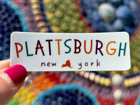 Plattsburgh, New York | Upstate NY | SUNY Plattsburgh Gift | The Lake City | Water Bottle Sticker | North Country Plattsburgh| Adirondack