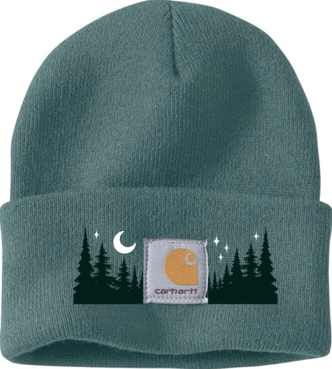 Carhartt Embroidered Trees Beanie | Handmade | Gift for Her | Gift for Him | Unique Embroidered Winter Hat