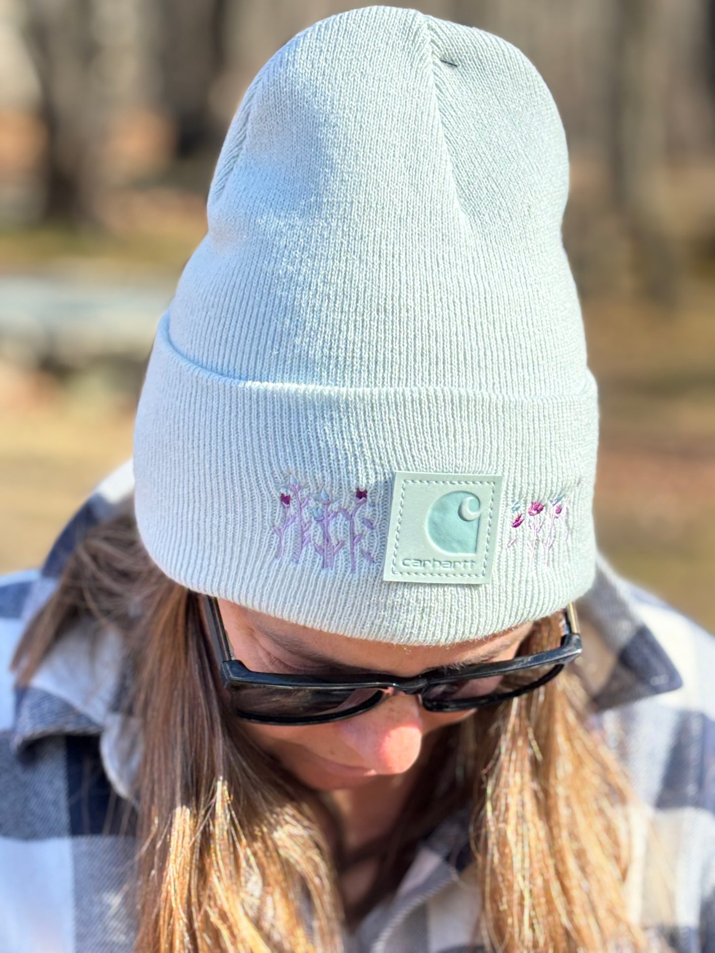 Carhartt Embroidered Flower Beanie | Handmade | Gift for Her | Gift for Him | Unique Embroidered Winter Hat