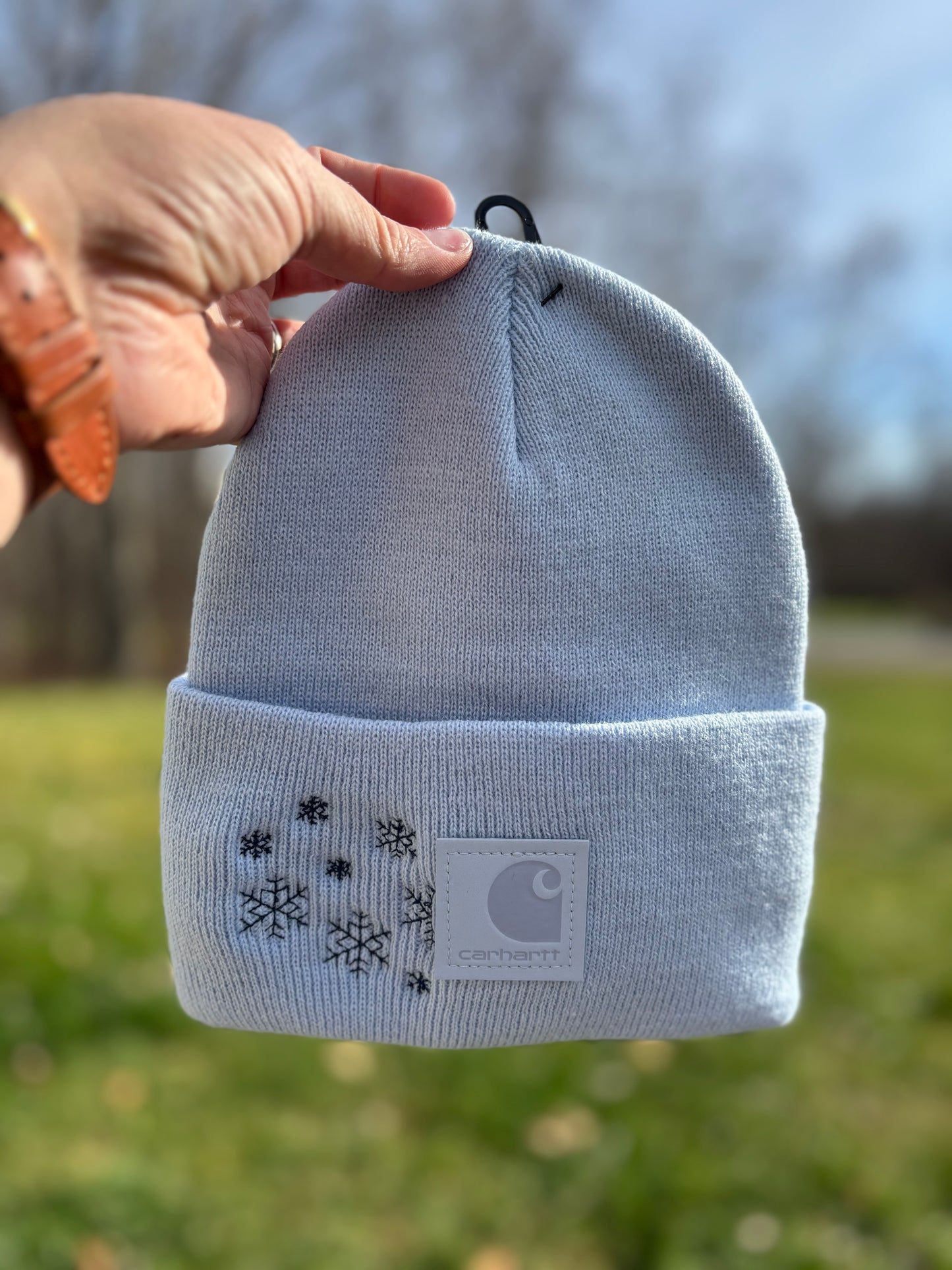 Carhartt Embroidered Snowflakes Beanie | Handmade | Gift for Her | Gift for Him | Unique Embroidered Winter Hat