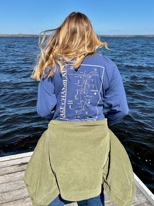 Lake Champlain Long Sleeve Shirt | Plattsburgh, New York | Burlington, Vermont | North Country Gift, Present | Fisherman Gifts | Sailing |