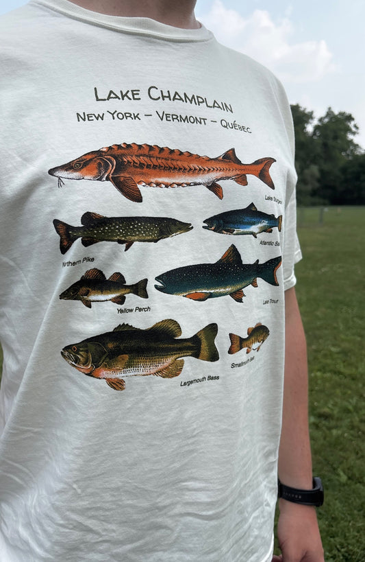 Lake Champlain Fish T-Shirt – Freshwater Fishing Tee – Vermont Nature Shirt – Gift for Anglers & Lake Life Lovers