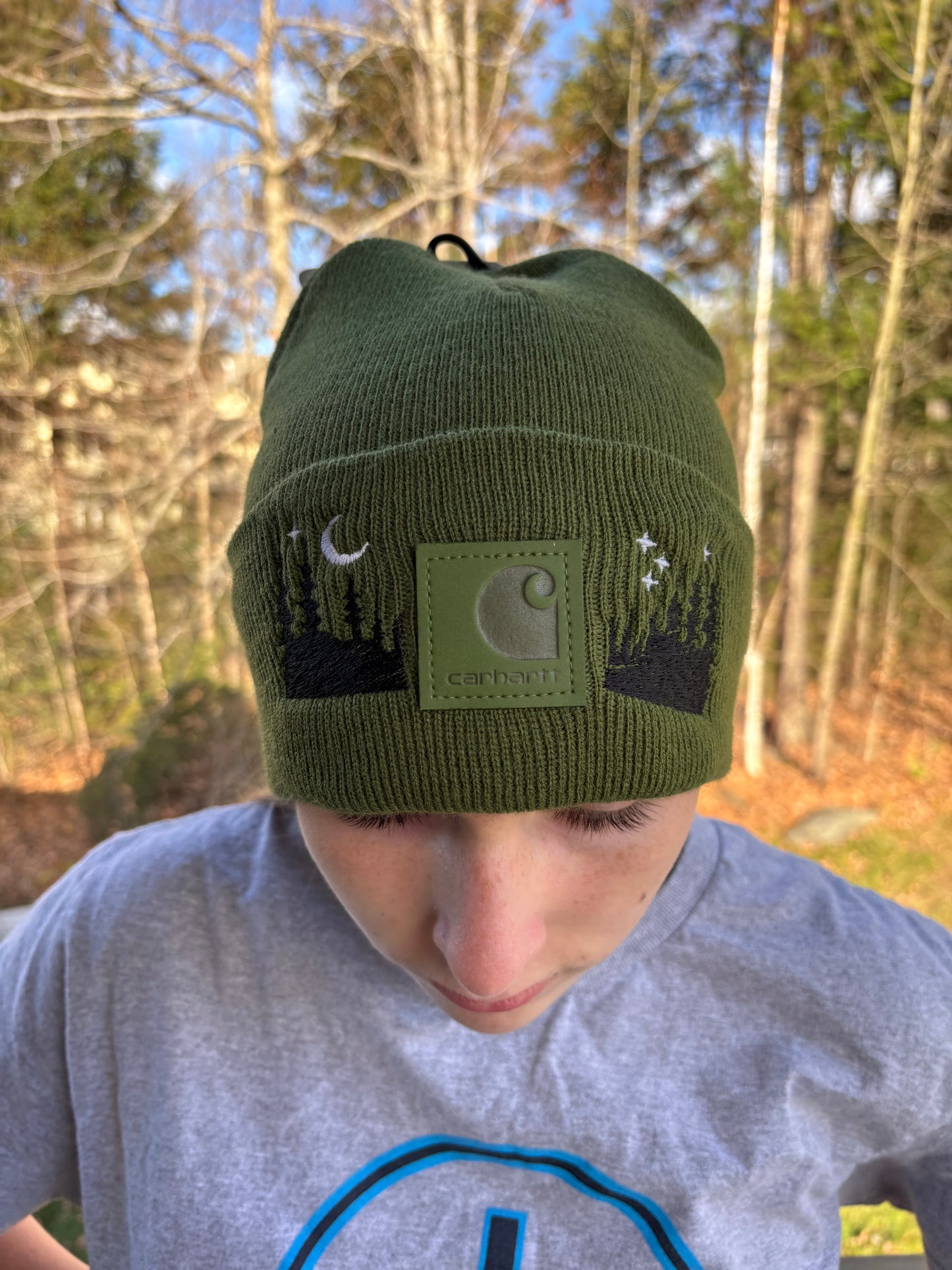 Carhartt Embroidered Trees Beanie | Handmade | Gift for Her | Gift for Him | Unique Embroidered Winter Hat