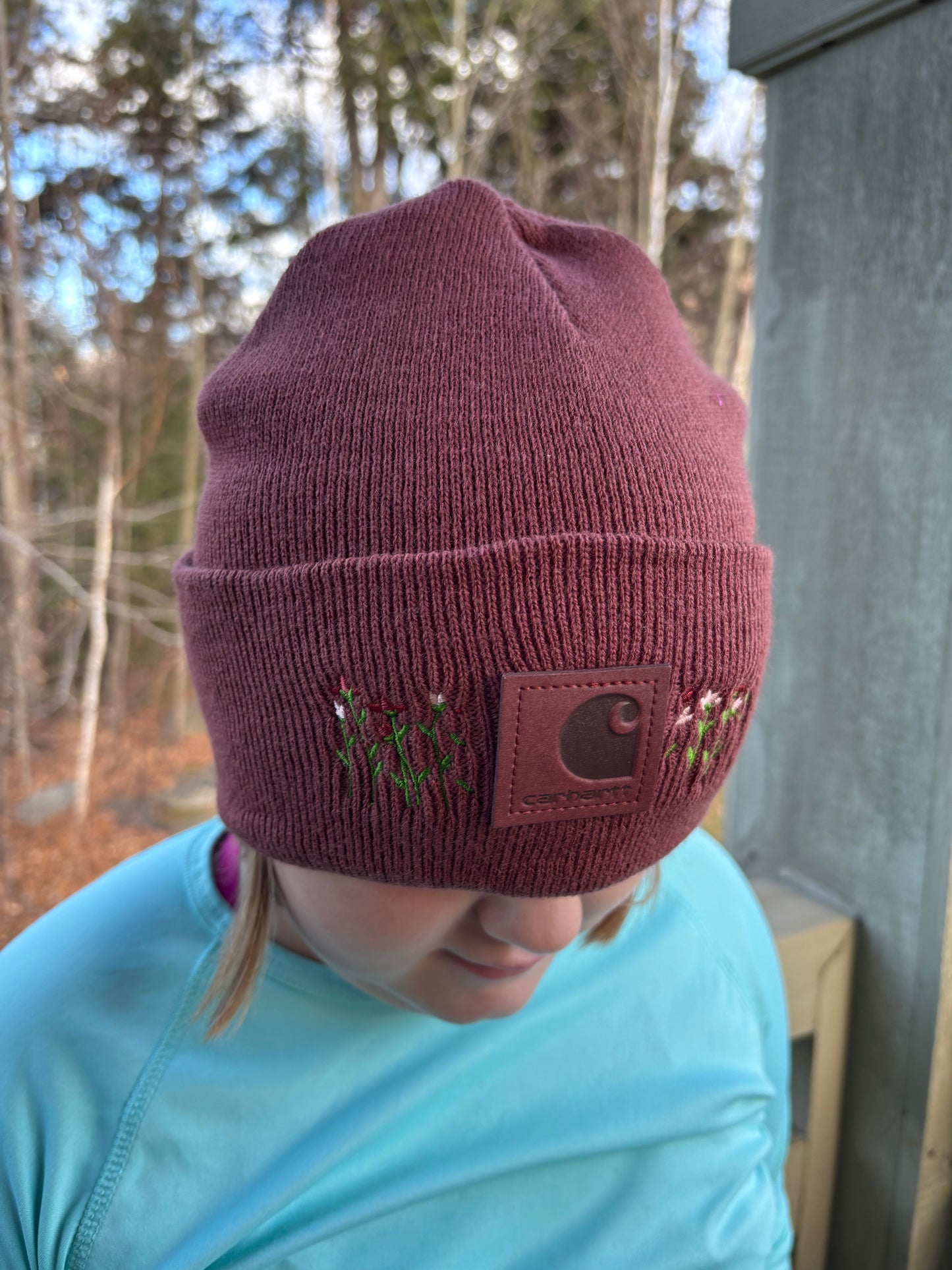 Carhartt Embroidered Flower Beanie | Handmade | Gift for Her | Gift for Him | Unique Embroidered Winter Hat