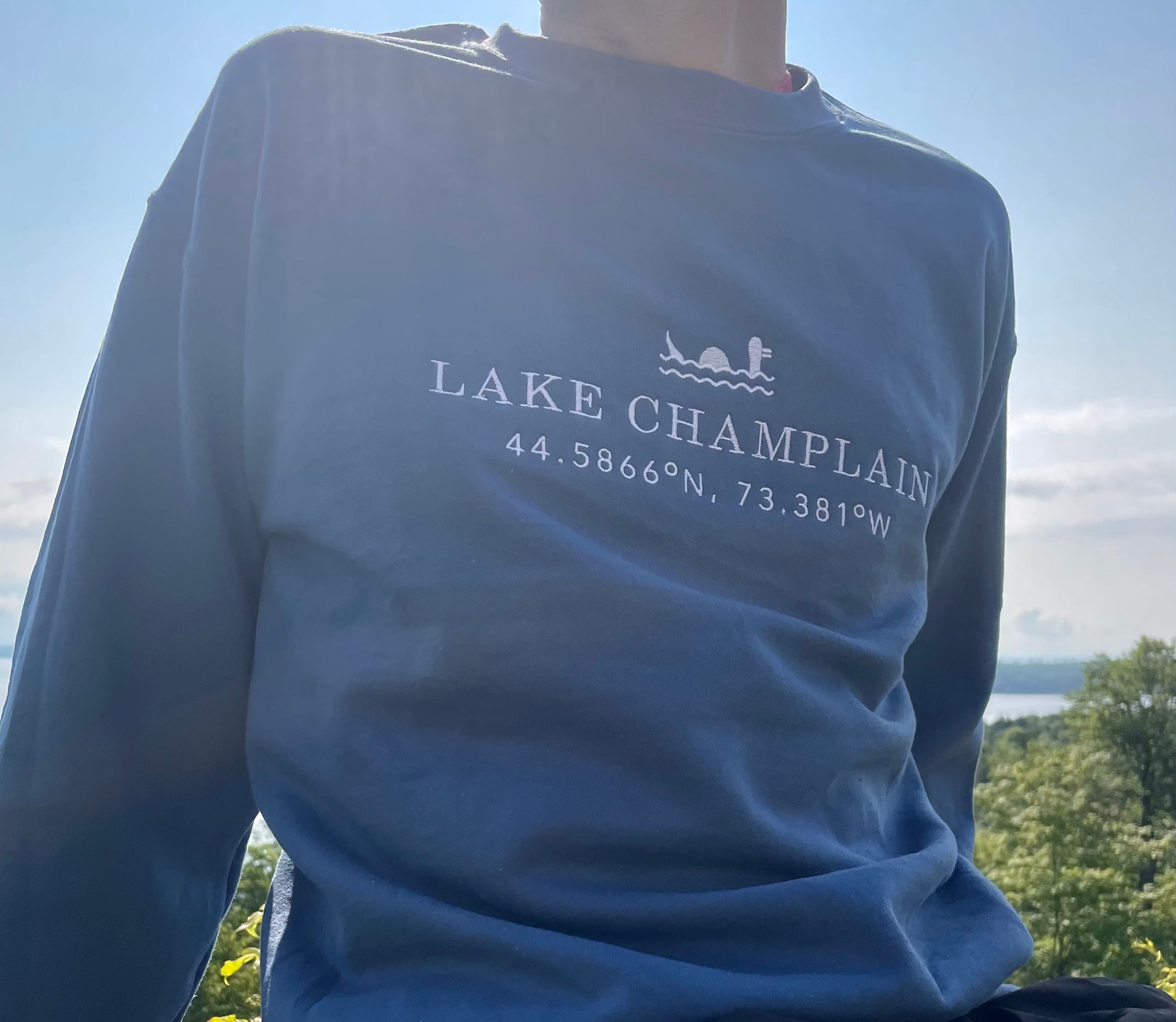 Lake Champlain Comfort Colors Crewneck| Plattsburgh, New York | Burlington, Vermont | North Country Gift | Lake Life | Adirondack sold | ADK