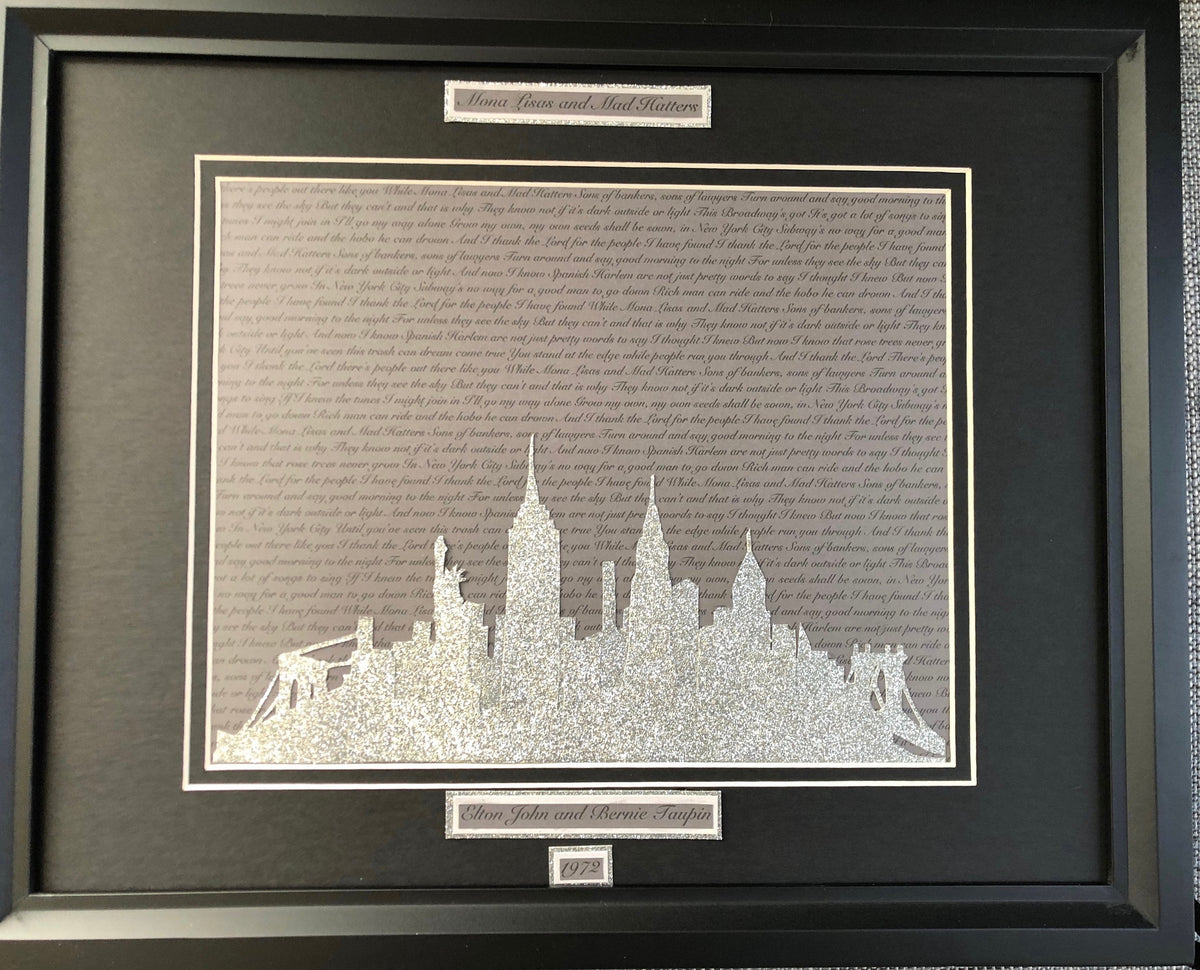 Custom New York Skyline Heart Anniversary Gift – Personalized Lyrics Wall Art