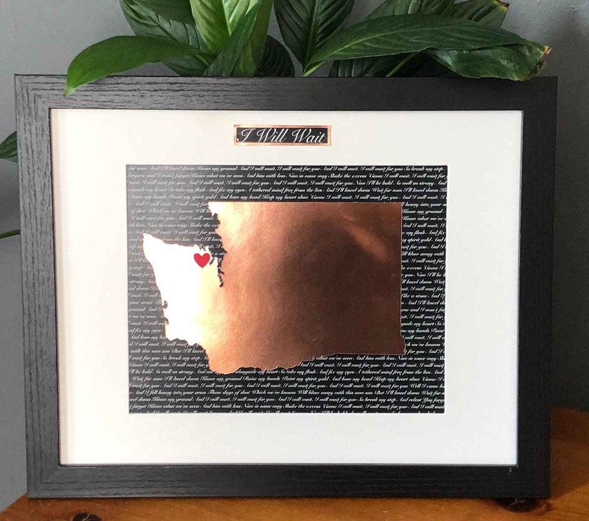 Copper 7th Anniversary Gift, Personalized State & Song Lyrics Art