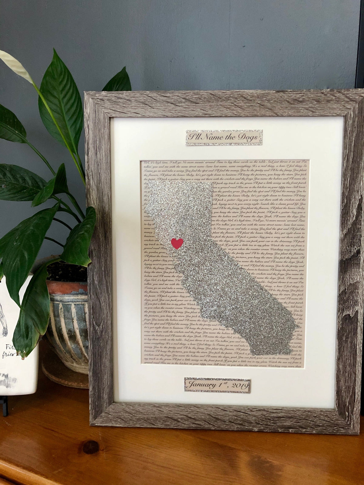 Silver Anniversary Gift, Personalized Song Lyrics State Art, 25th Anniversary