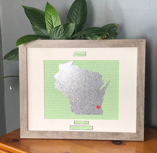 Personalized 25th Anniversary Gift, Silver State, Song Lyrics, Framed
