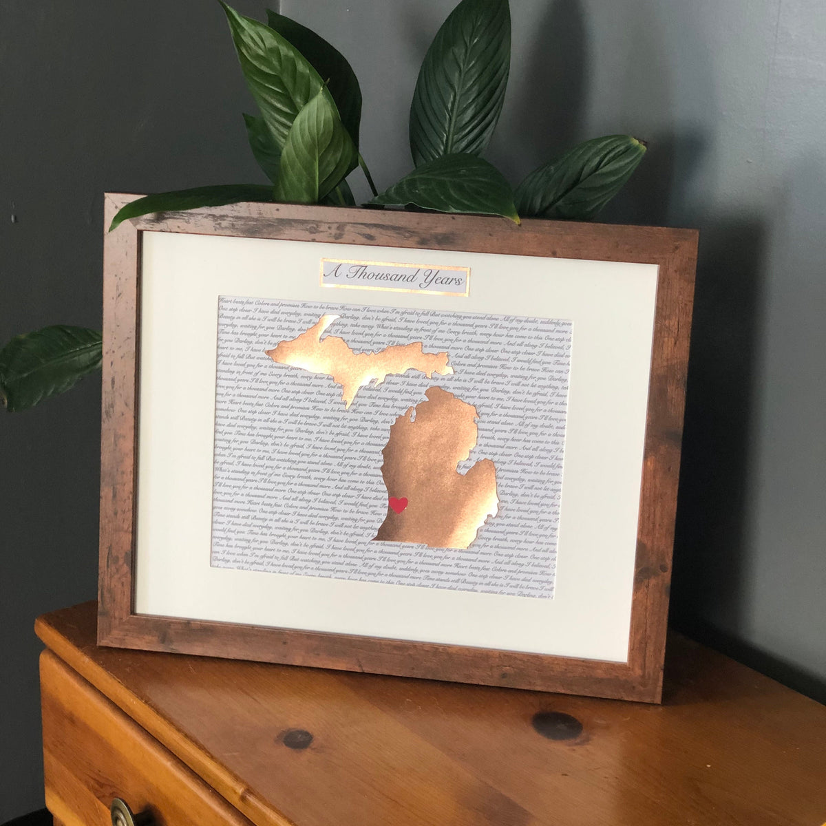 Personalized Copper State Art: 7th Anniversary Wedding Song Gift