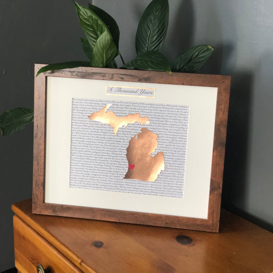 Personalized Copper State Art: 7th Anniversary Wedding Song Gift