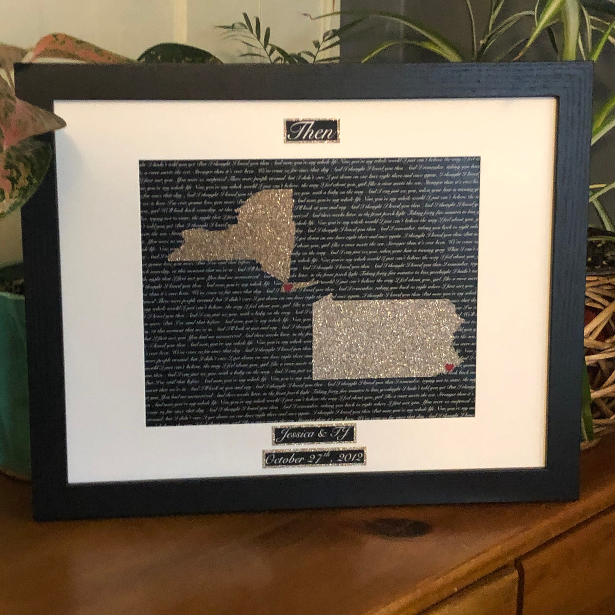 Personalized State Outline Anniversary Gift, Wedding Song Lyrics, Framed