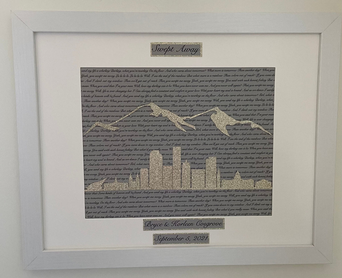 Custom Denver Skyline Anniversary Gift | Personalized Song Lyrics Art