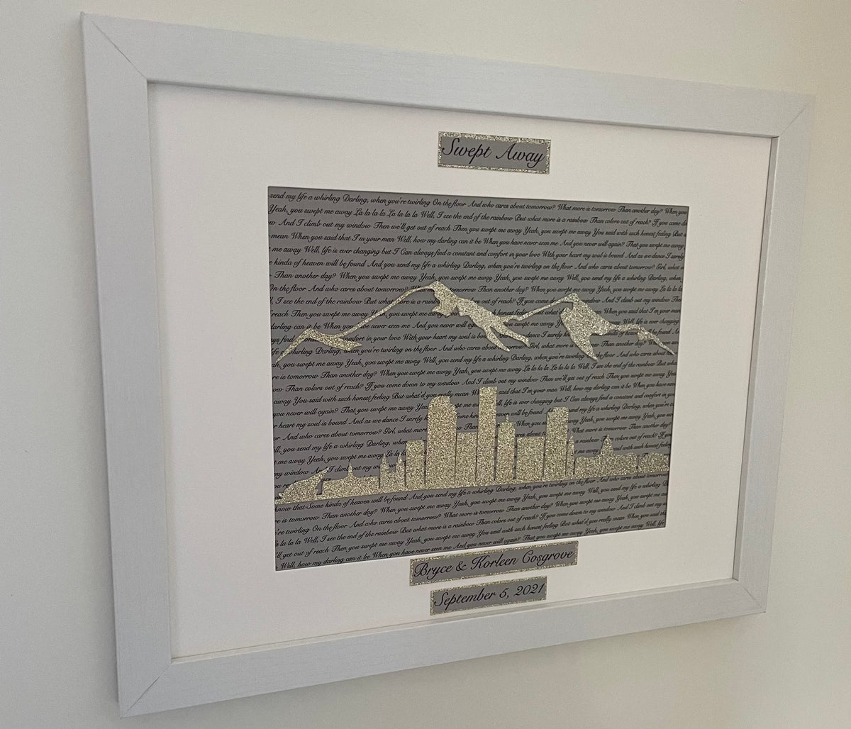 Custom Denver Skyline Anniversary Gift | Personalized Song Lyrics Art