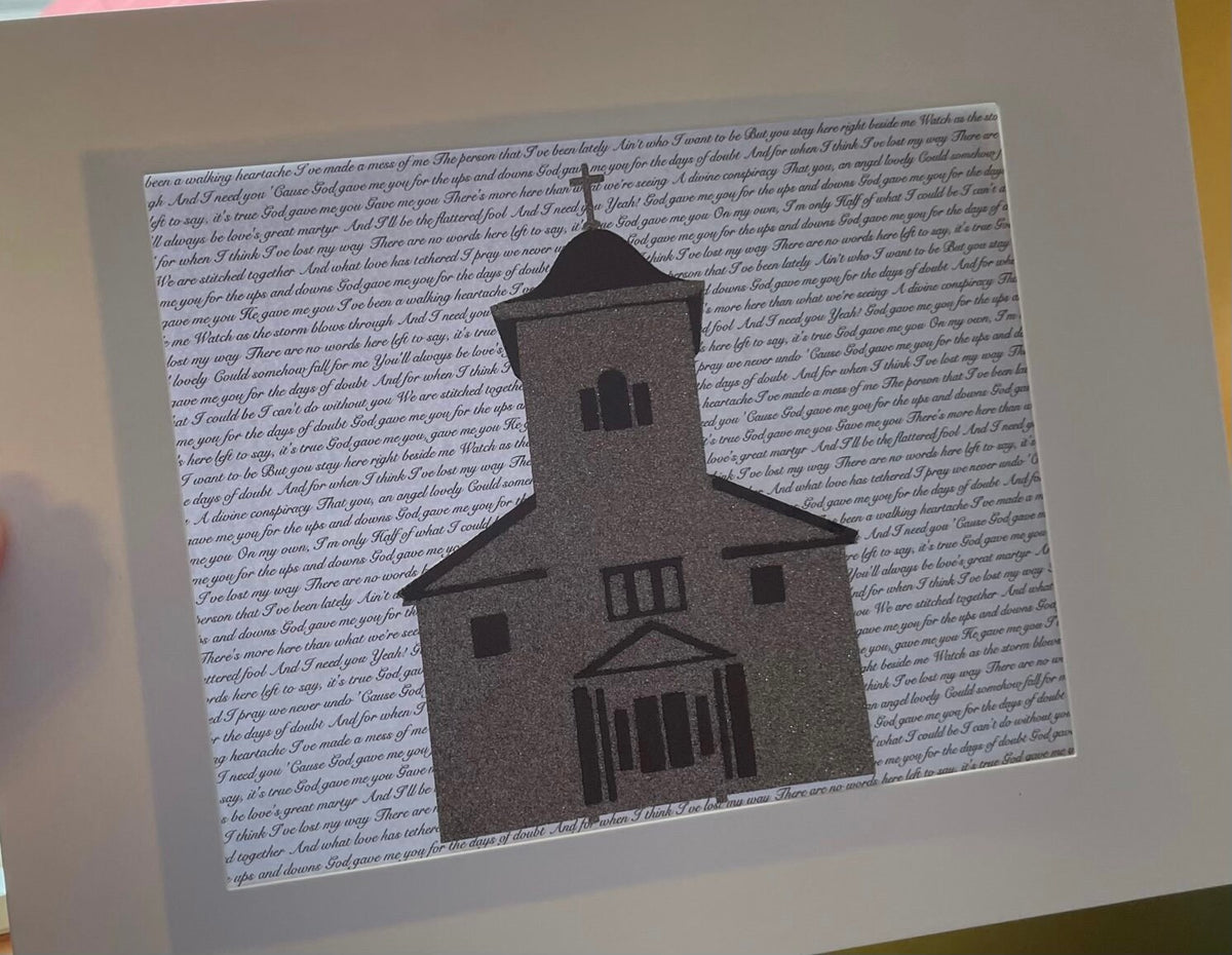 Custom Church Portrait Wall Hanging: Personalized Wedding Gift