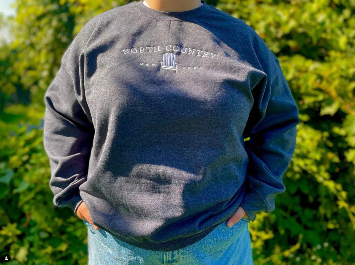 Embroidered North Country Crewneck Sweatshirt - Upstate New York Gift