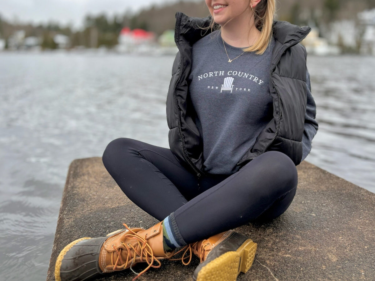 Embroidered North Country Crewneck Sweatshirt - Upstate New York Gift