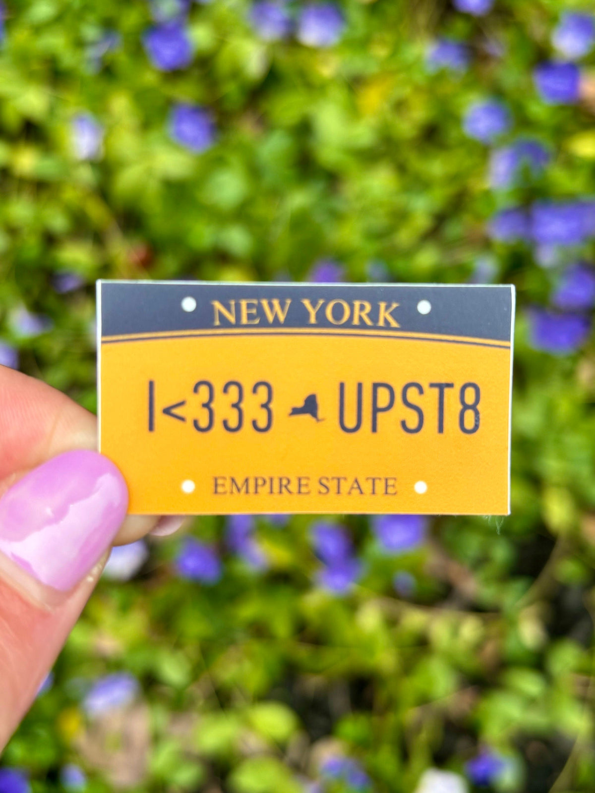 I Love Upst8 NY License Plate Sticker - New York Pride