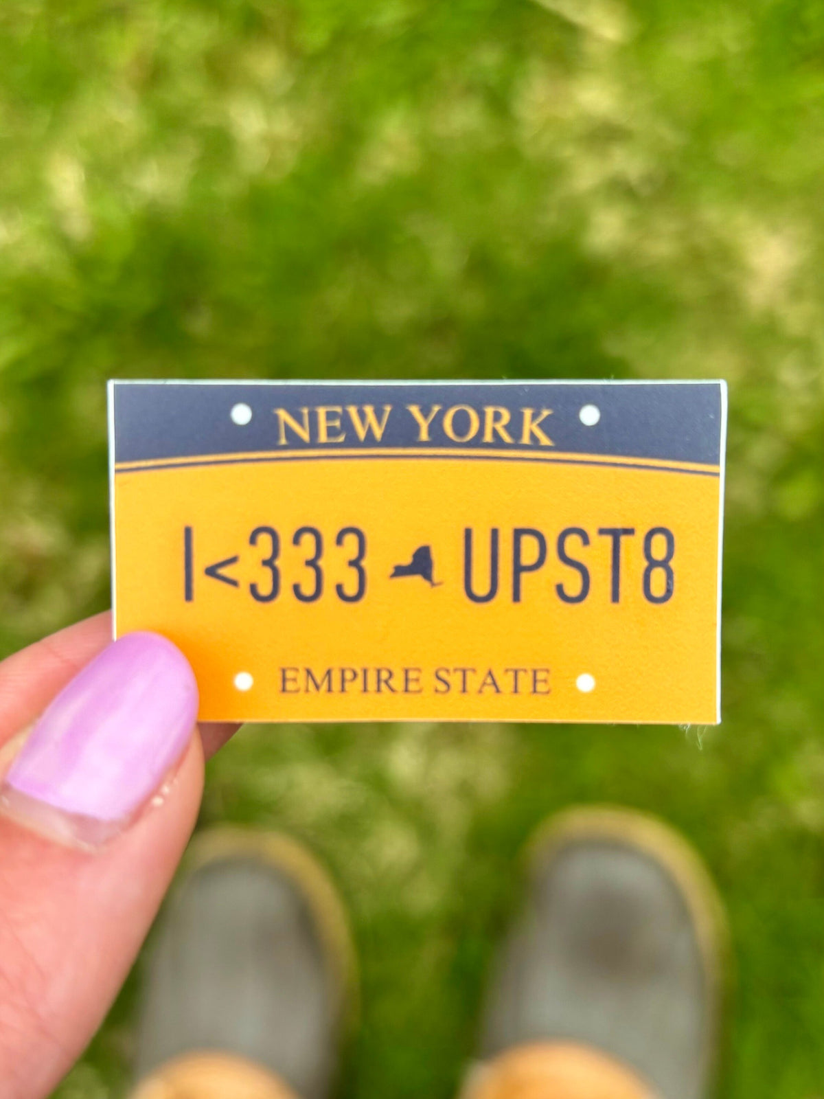 I Love Upst8 NY License Plate Sticker - New York Pride